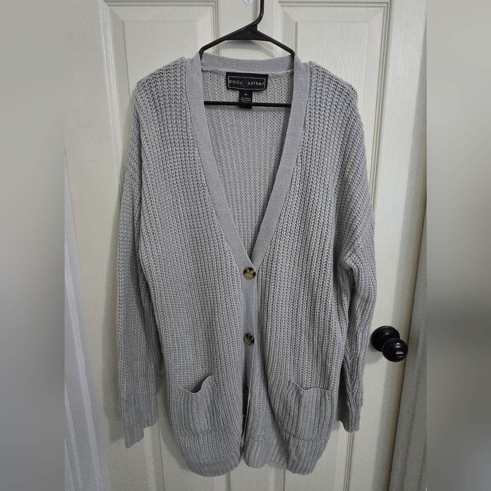 Polly & Esther Light Gray Knit Cardigan